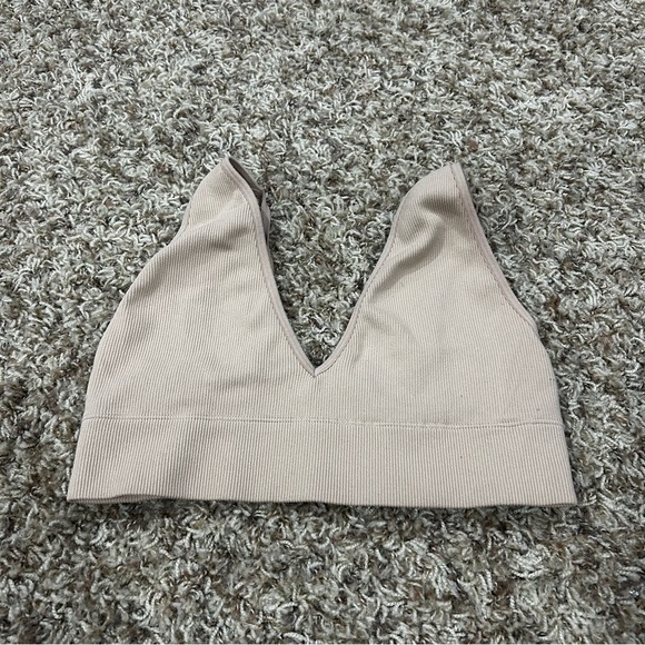 Dynamic Women’s One Size Ribbed Tan Bralette VNeck - Picture 1 of 3